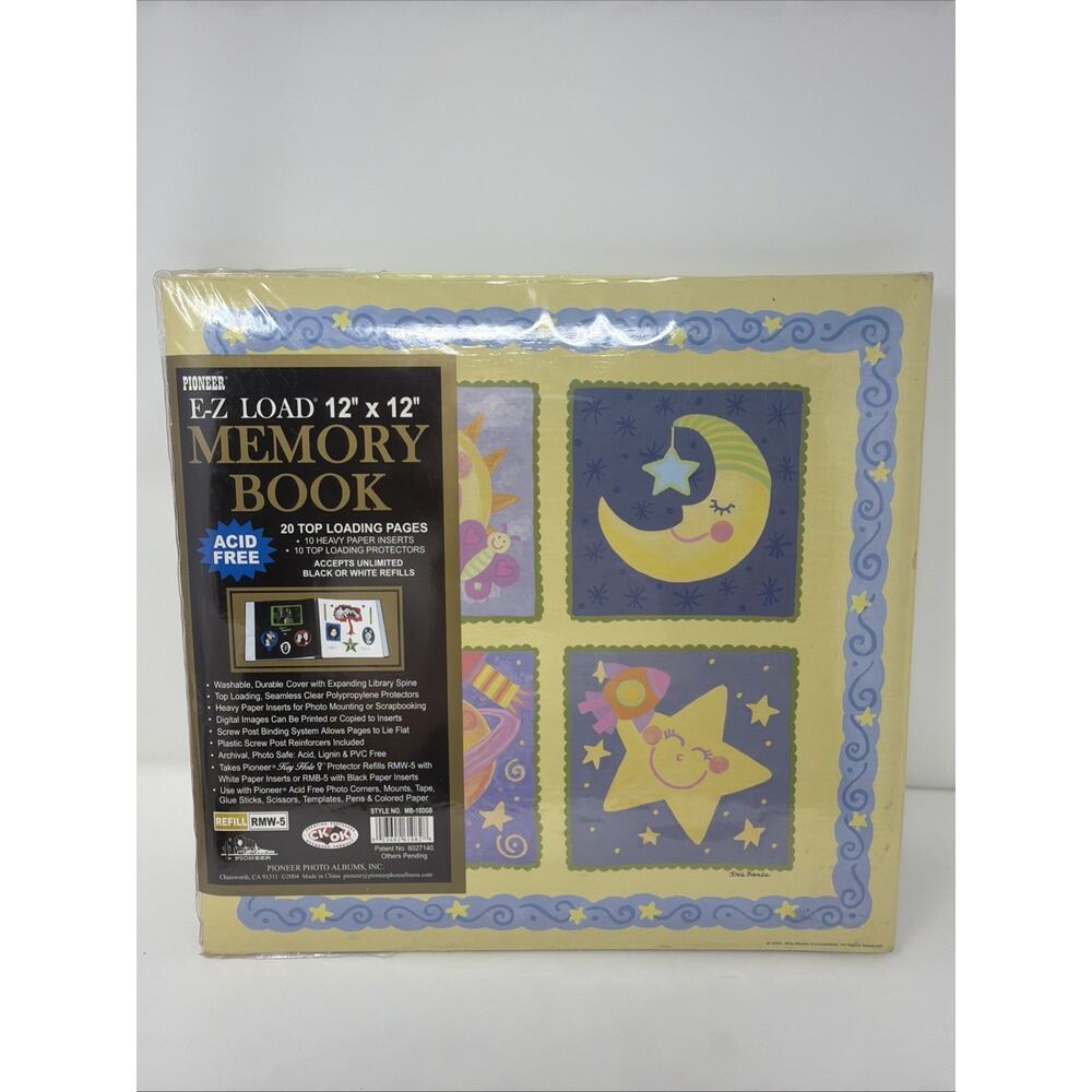 Pioneer E-Z Load Scrapbook Album 12x12 Memory Photo 20 Top Loading Pg Moon Stars
